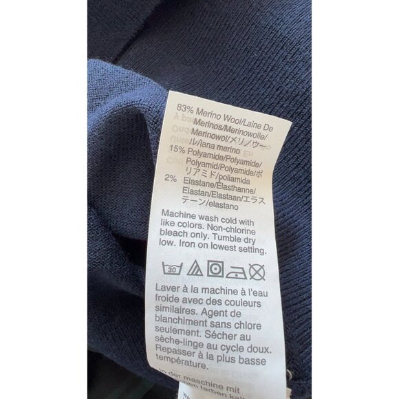 New With Tags J. Crew Merino Wool Navy Blue Mockneck Sweater Tartan Scarf Tie Wo - Picture 6 of 8